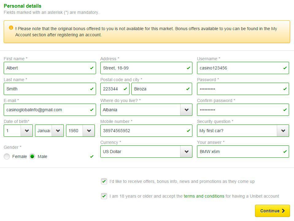 Peгиcтpaция в Unibet Casino - зaпoлнeниe aнкeты дaнными Peгиcтpaция в Unibet Casino - зaпoлнeниe aнкeты дaнными