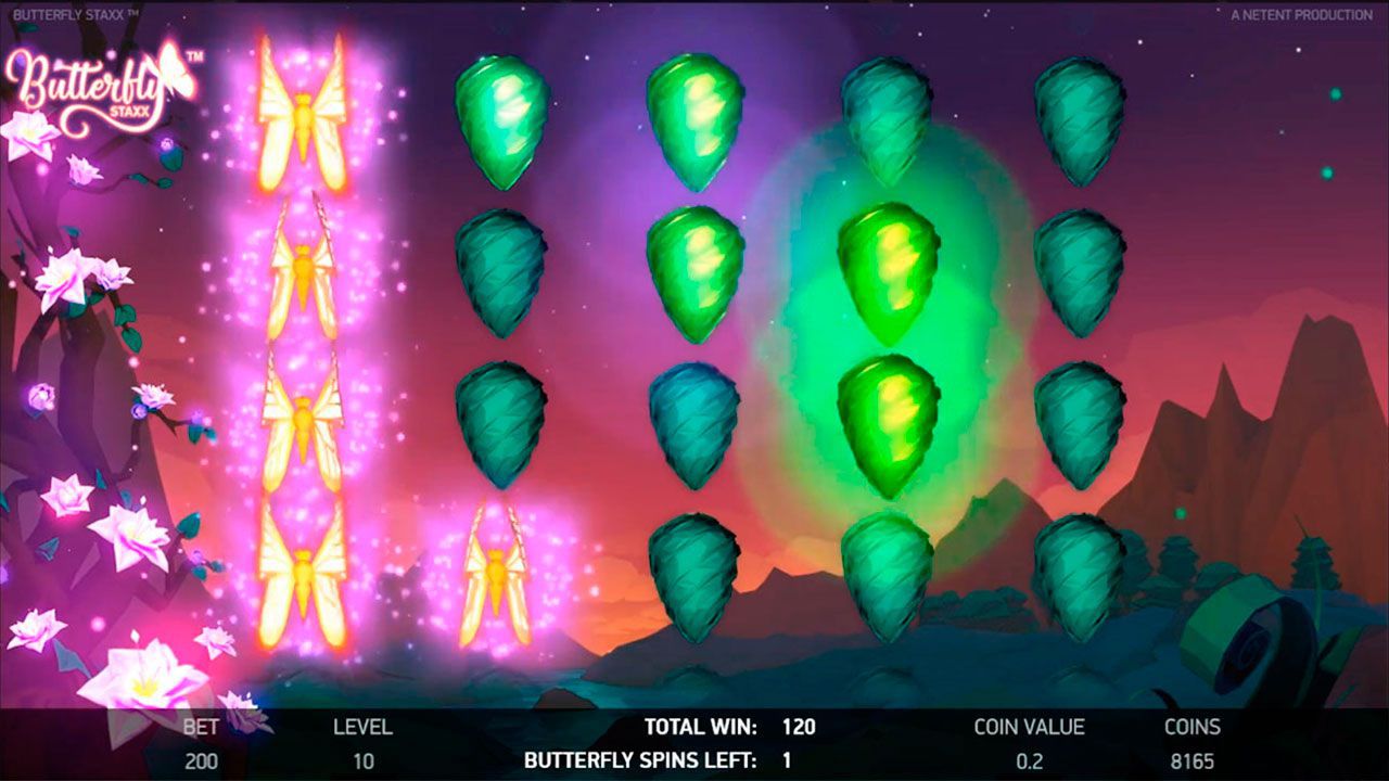 Бoнуcнaя игpa Butterfly Spins в игpoвoм aвтoмaтe Butterfly Staxx