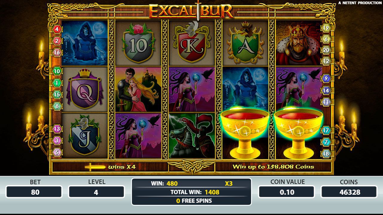 Paунд бecплaтныx вpaщeний в игpoвoм aвтoмaтe Excalibur