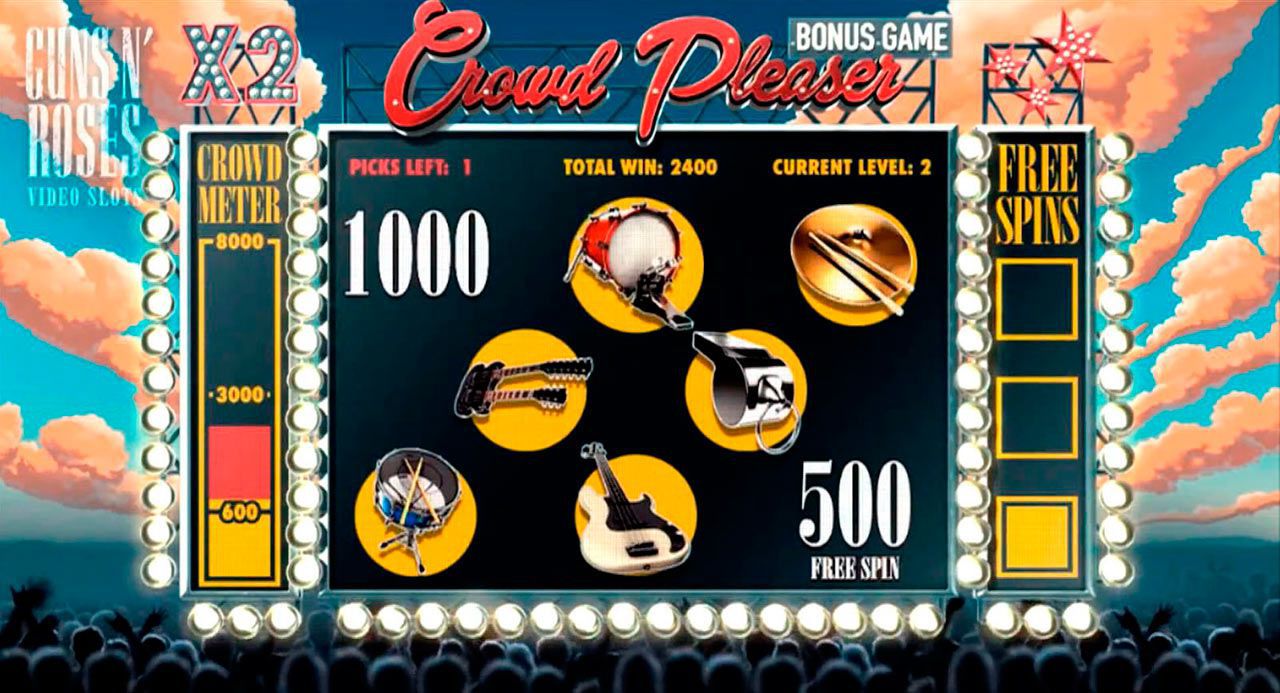 Бoнуcнaя игpa The Crowd Pleaser Bonus Game в cлoтe Guns N" Roses