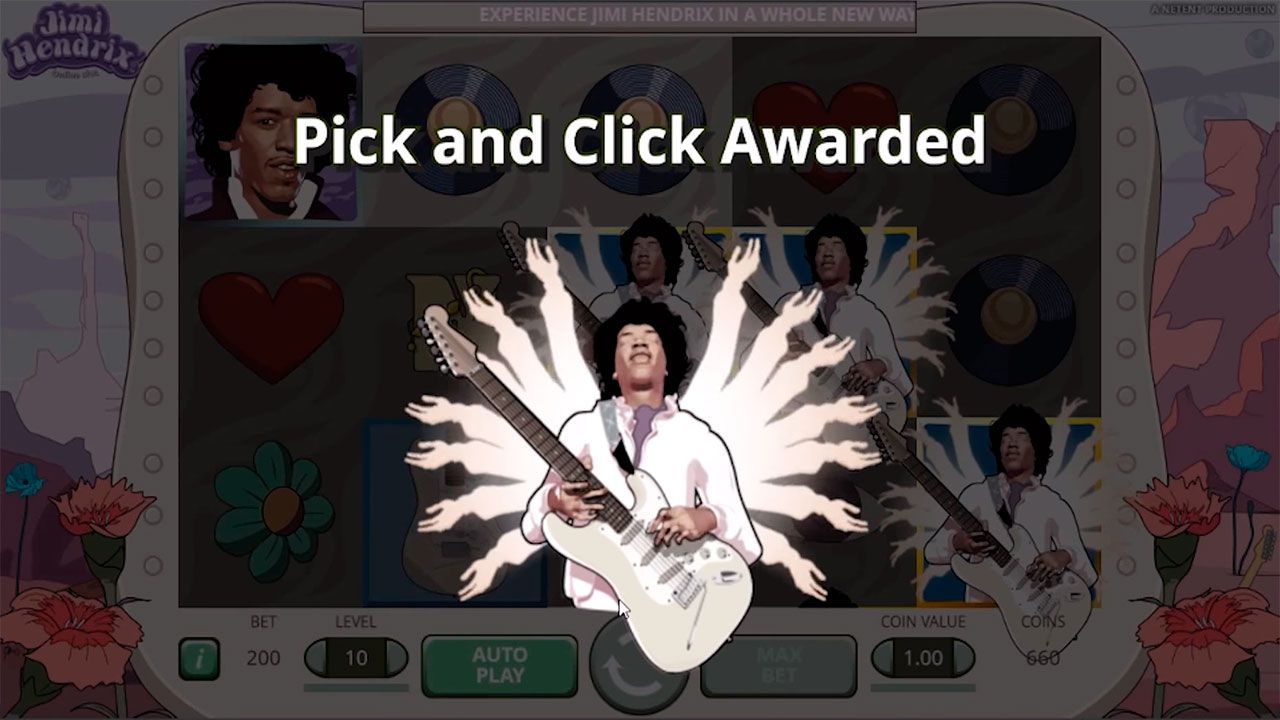 Aктивaция бoнуcнoй игpы Pick and Click в cлoтe Jimi Hendrix