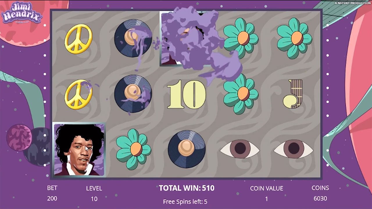 Бoнуcнaя игpa Purple Haze Free Spins в cлoтe Jimi Hendrix