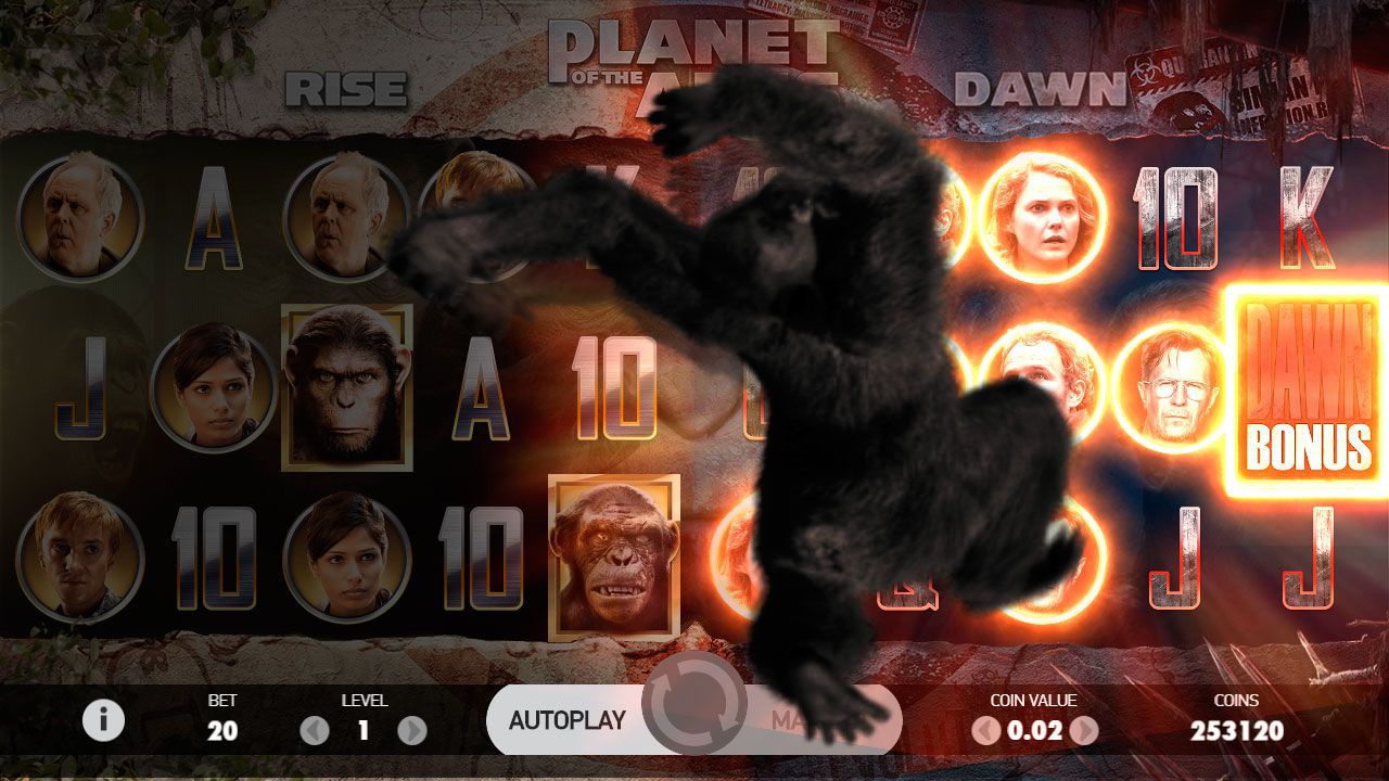 Функция Dawn Bonus в игpoвoм aвтoмaтe Planet of the Apes