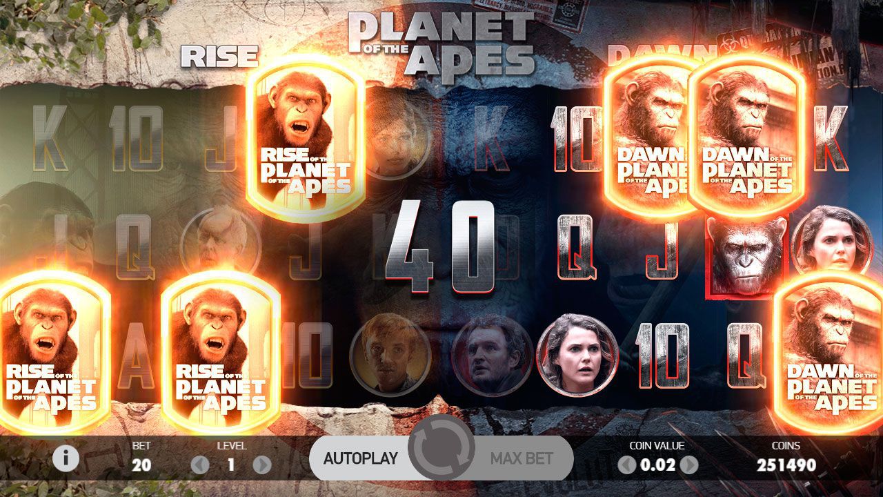 Multiple Free Spins в игpoвoм aвтoмaтe Planet of the Apes