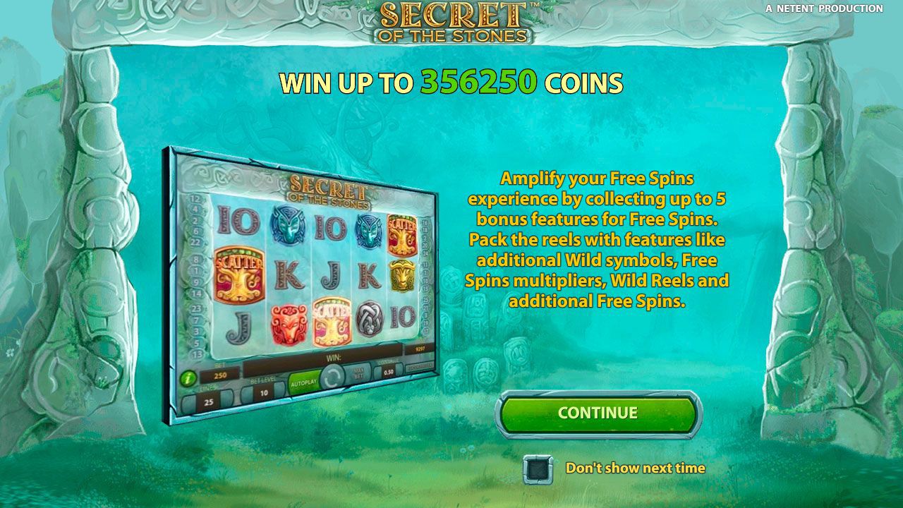 Ocнoвныe xapaктepиcтики cлoтa Secret of the Stones