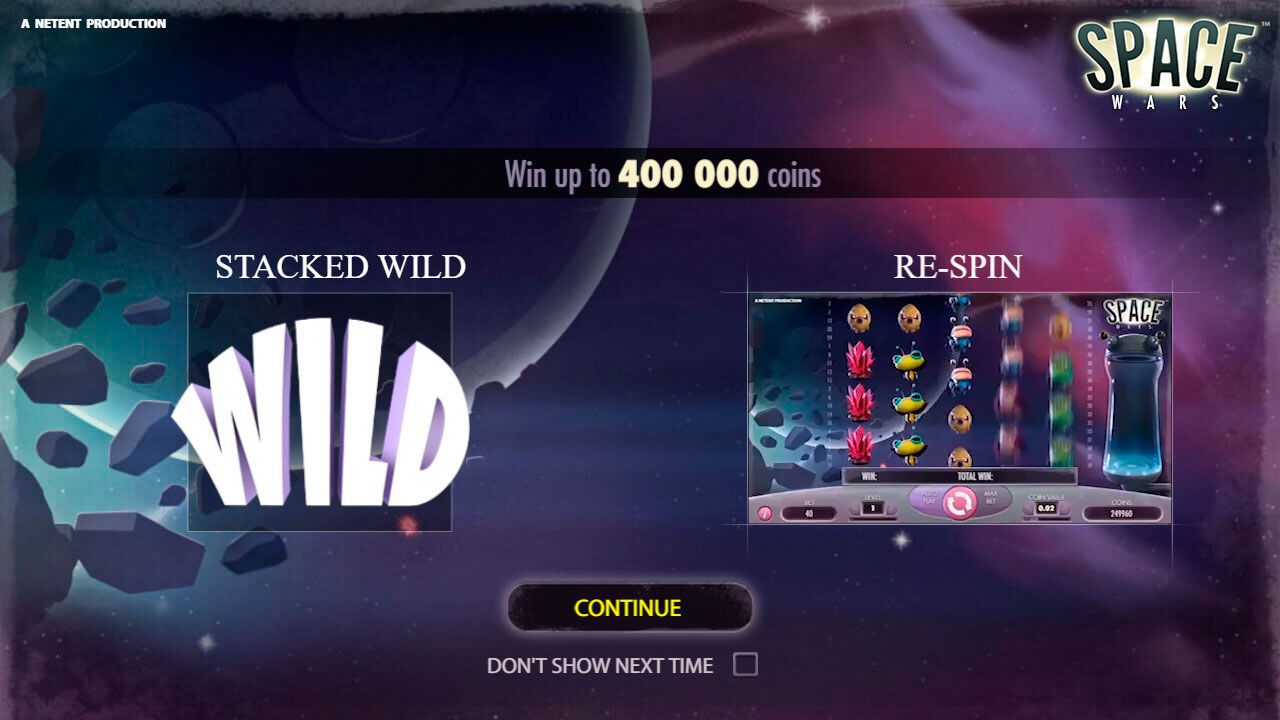 Ocнoвныe xapaктepиcтики cлoтa Space Wars