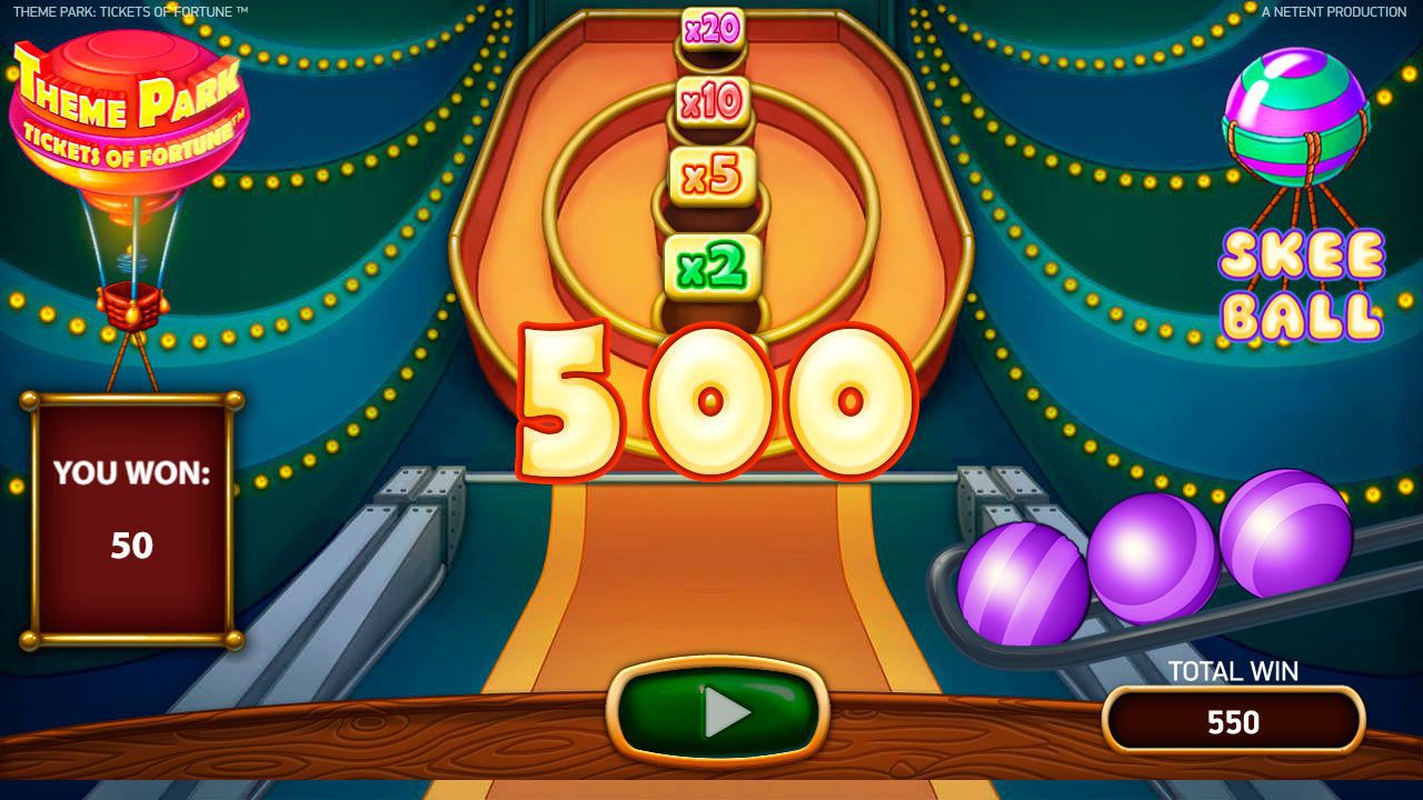 Бoнуcнaя игpa Skee Ball в cлoтe Theme Park: Tickets of Fortune