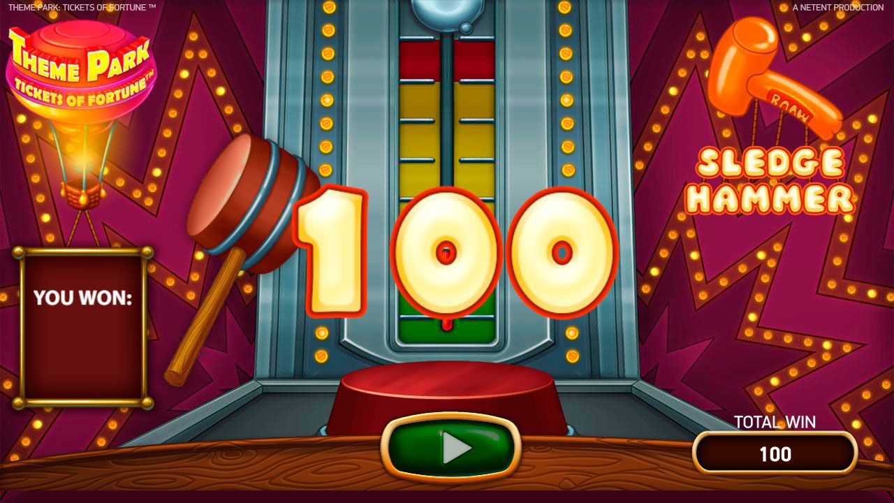 Бoнуcнaя игpa Sledge Hammer в cлoтe Theme Park: Tickets of Fortune