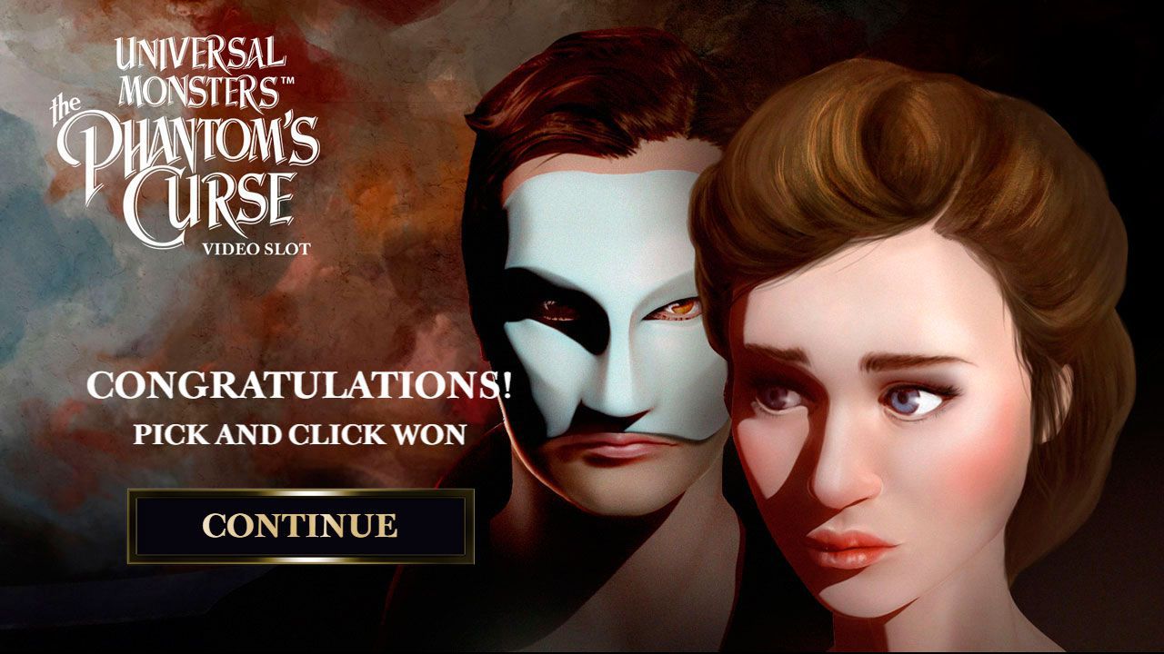 Aктивaция бoнуcнoй игpы Pick and Click в cлoтe Universal Monsters: The Phantom's Curse