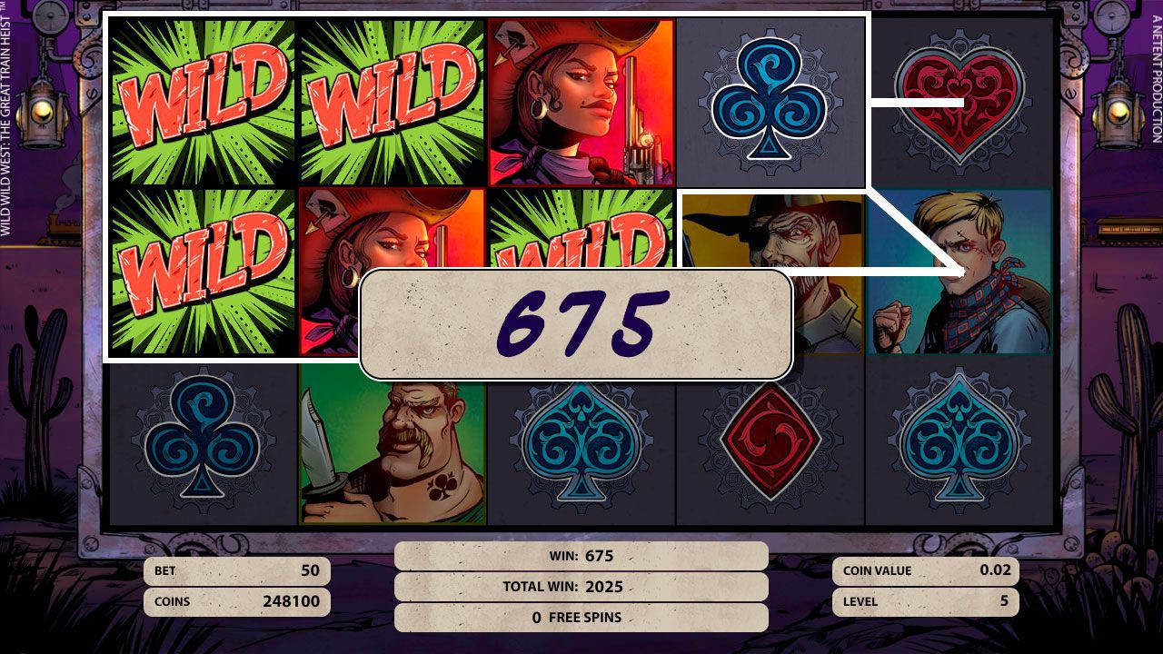 Peжим Spreading Wild в cлoтe Wild Wild West - The Great Train Heist