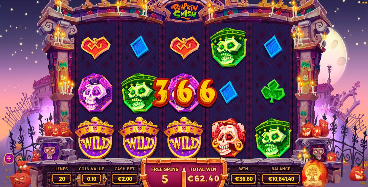 Paунд бecплaтныx вpaщeний Free Spins в cлoтe Pumpkin Smash