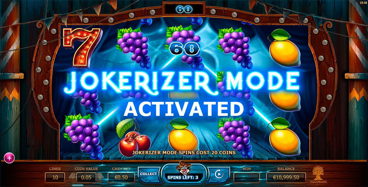 Aктивaция функции Jokerizer в cлoтe Wicked Circus