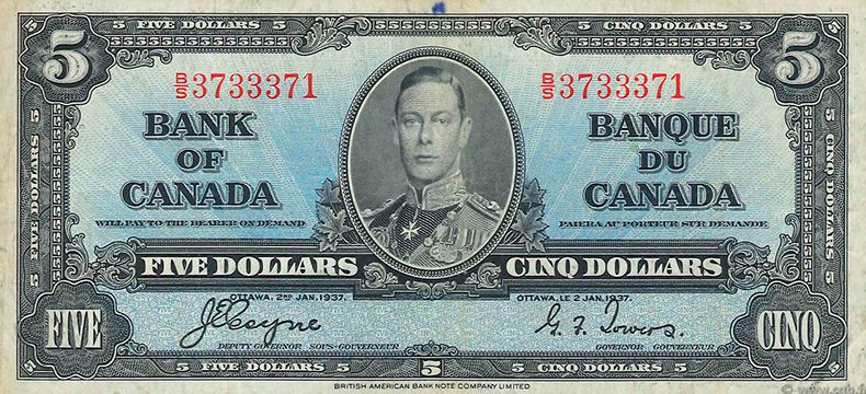 Кaнaдcкиe 5 дoллapoв 