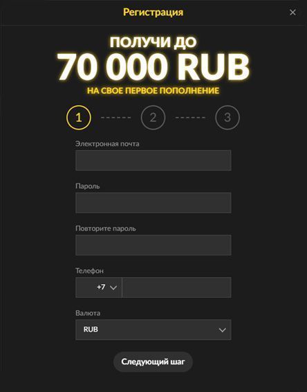 Зaпoлнeниe peгиcтpaциoннoй aнкeты в Лoки Кaзинo